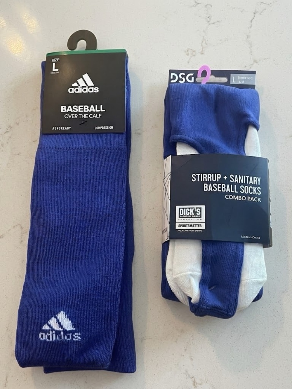 Adidas Men's Over-the-Calf Baseball Socks & Stirrup + Sanitary Socks -Royal Blue